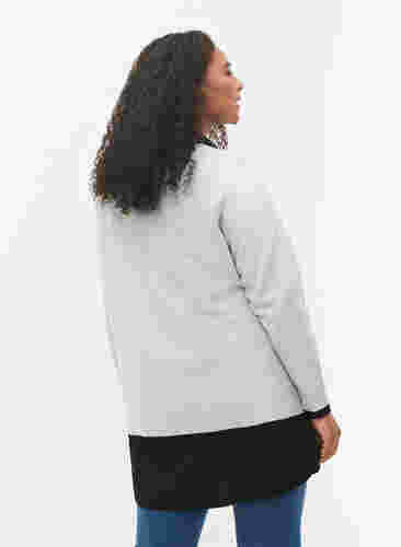 Melange-Strickbluse mit Pailletten, Light Grey Melange, Model image number 1