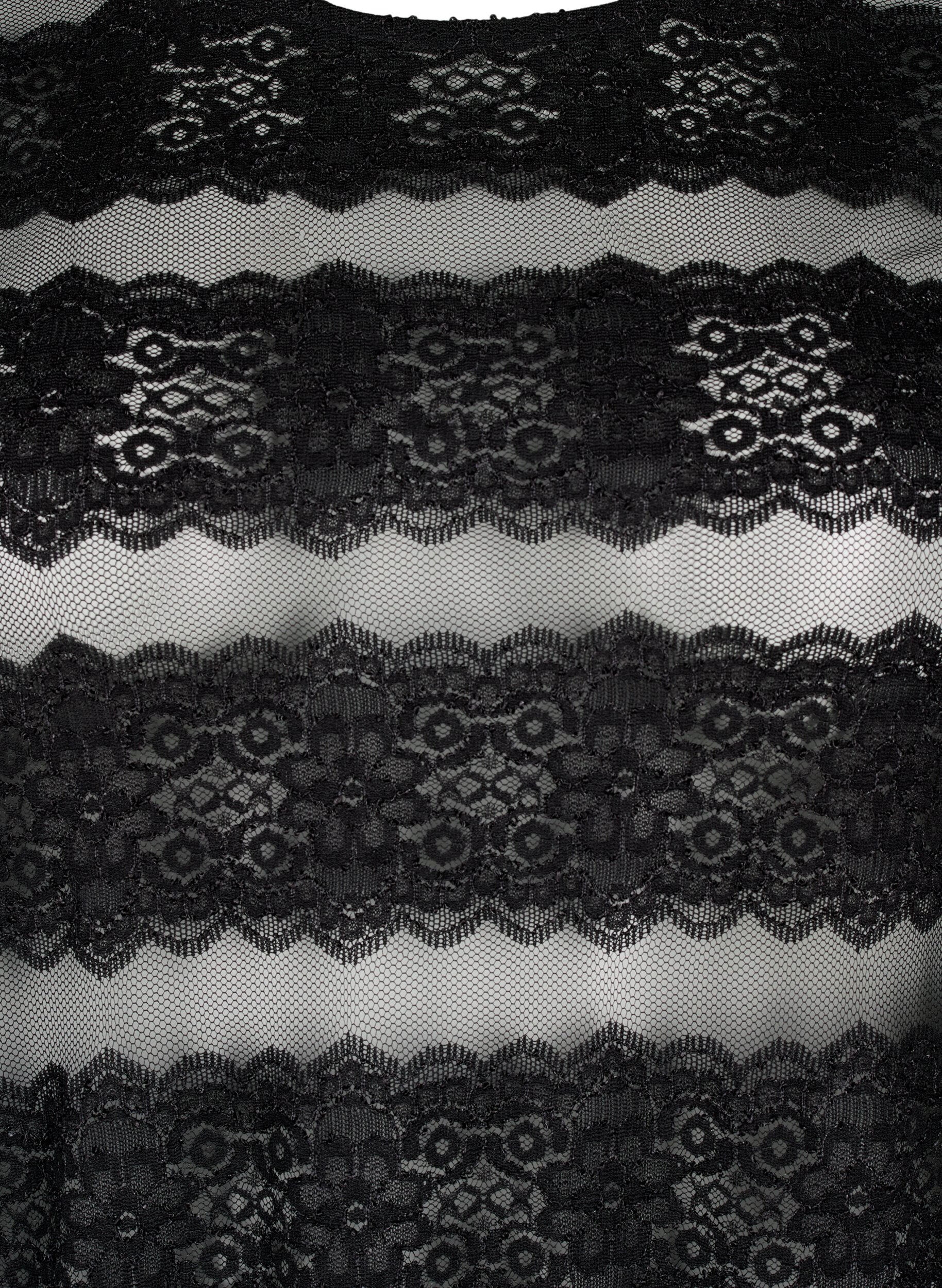 Zizzi Midikleid mit Spitze und transparentem Mesh, Black, Packshot image number 2