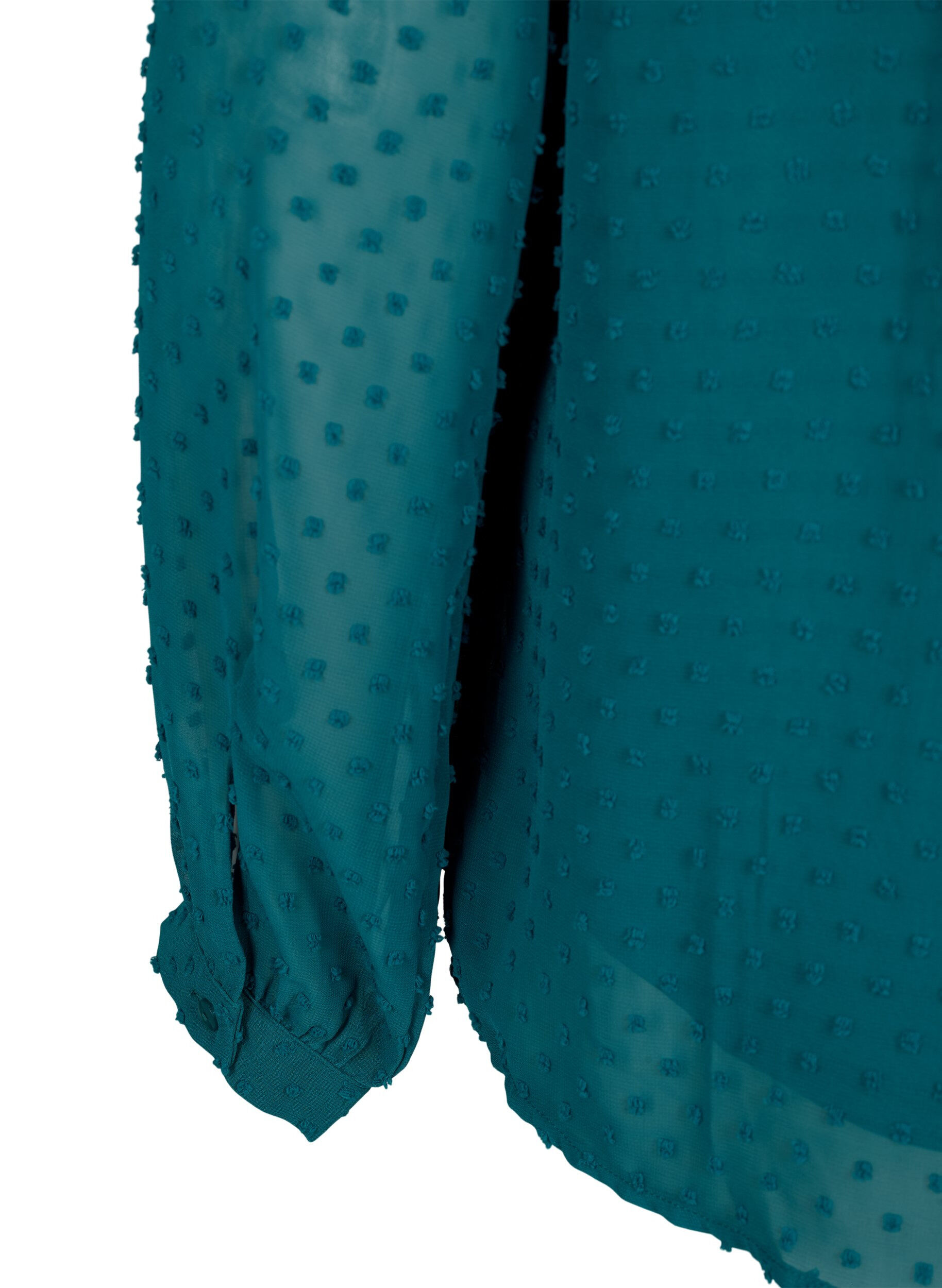 Zizzi  Hemdbluse mit R&uuml;schen und Punktstruktur, Shaded Spruce, Packshot image number 2