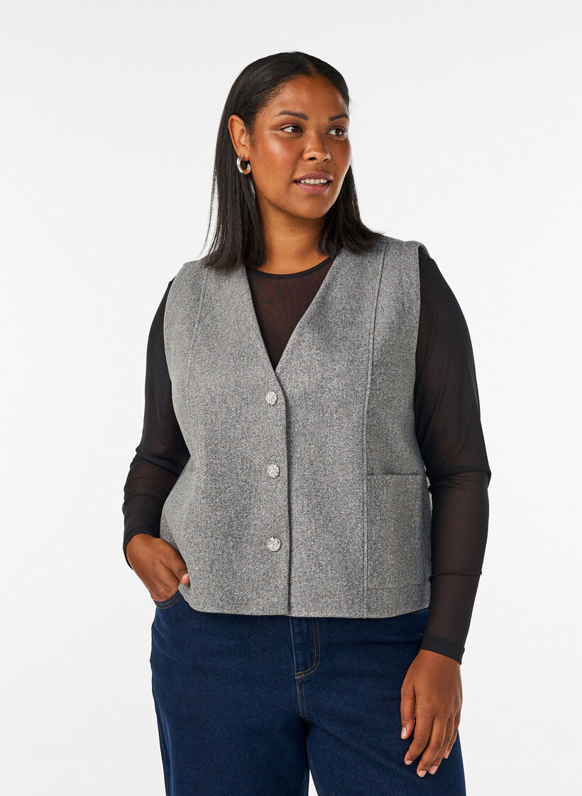 Meshbluse mit langen &Auml;rmeln, Schwarz, Model image number 0