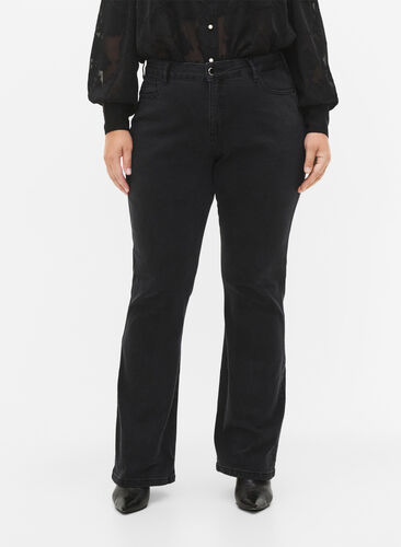 Ellen Bootcut-Jeans mit hoher Taille, Grey Denim, Model image number 2
