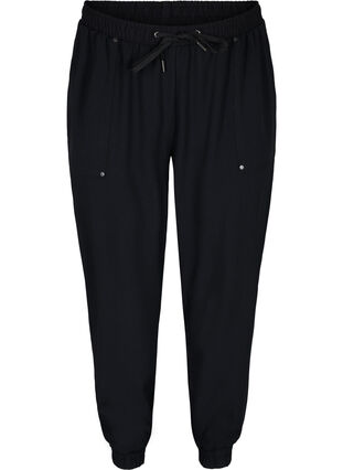 Hosen mit Taschen und elastischem Bündchen, Black, Packshot image number 0