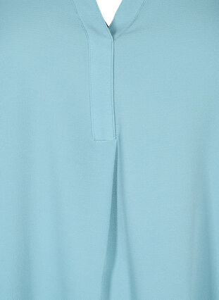 Kurzärmelige Bluse mit V-Ausschnitt, Smoke Blue, Packshot image number 2