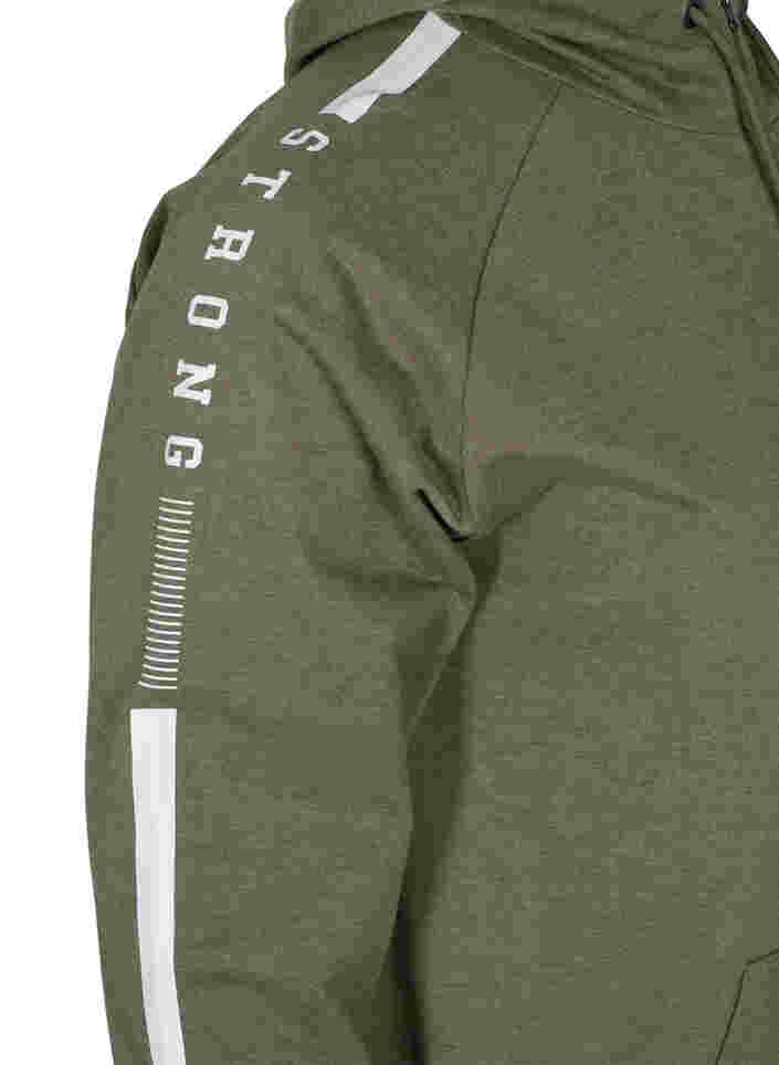 Sweatshirt mit Kapuze und Reißverschluss, Ivy Green Melange, Packshot image number 3