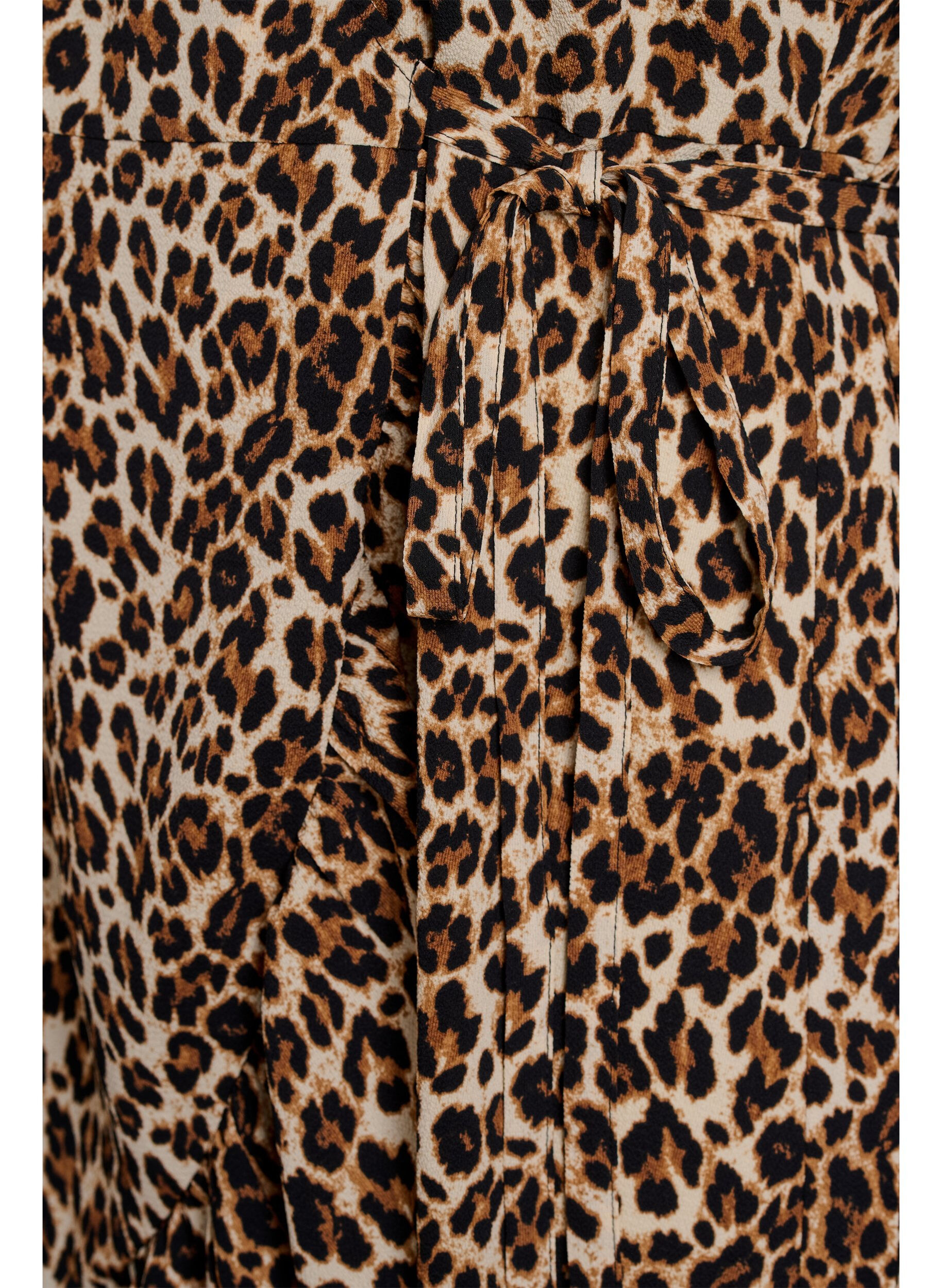 Zizzi Gebl&uuml;mtes Wickelkleid mit kurzen &Auml;rmeln, Braun, Packshot image number 3