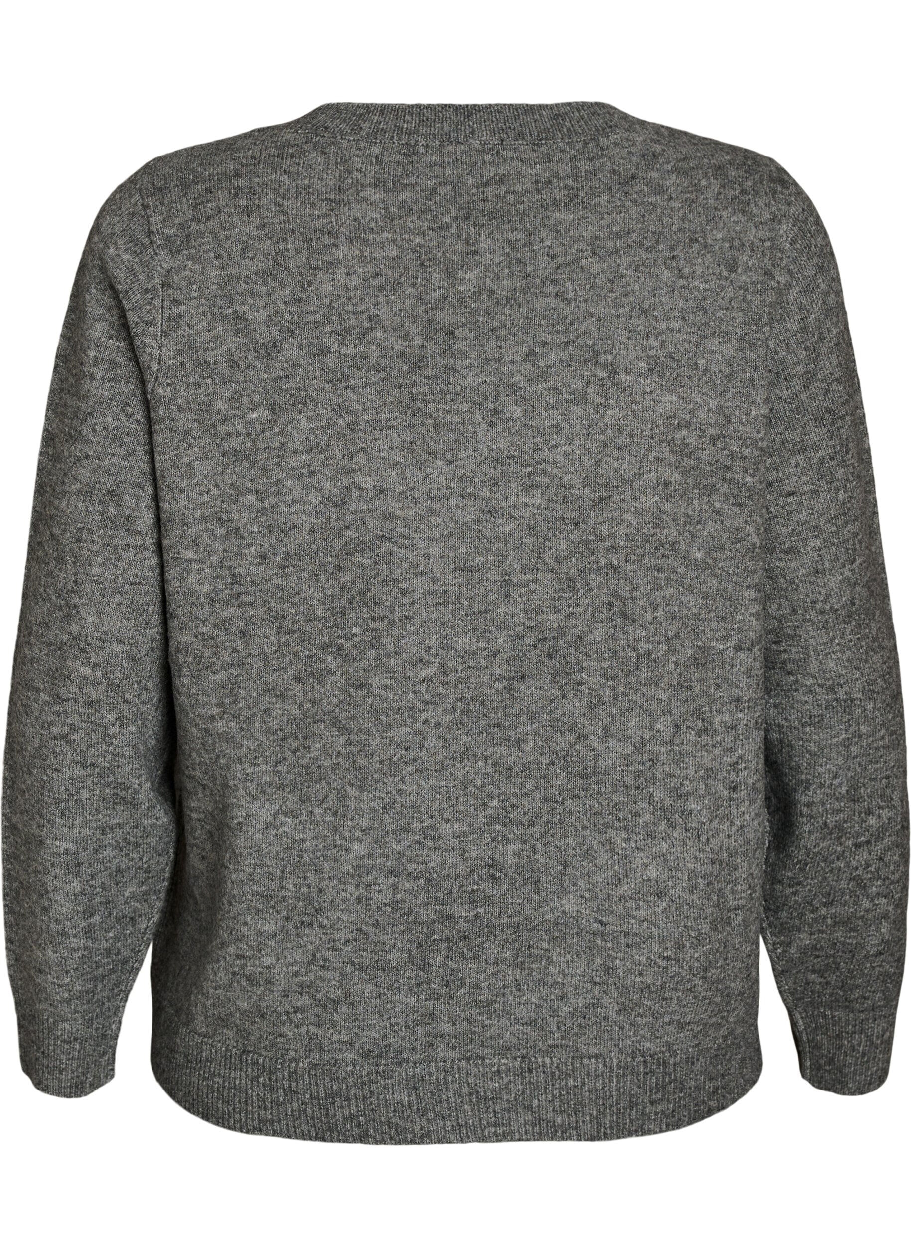 ZizziPullover mit Glitzerschleife, Grau, Packshot image number 1