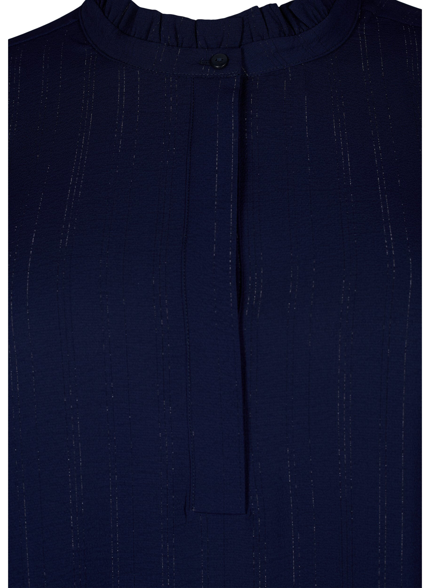 Zizzi Kurzes Kleid mit R&uuml;schen und Glitzer, Blau, Packshot image number 2