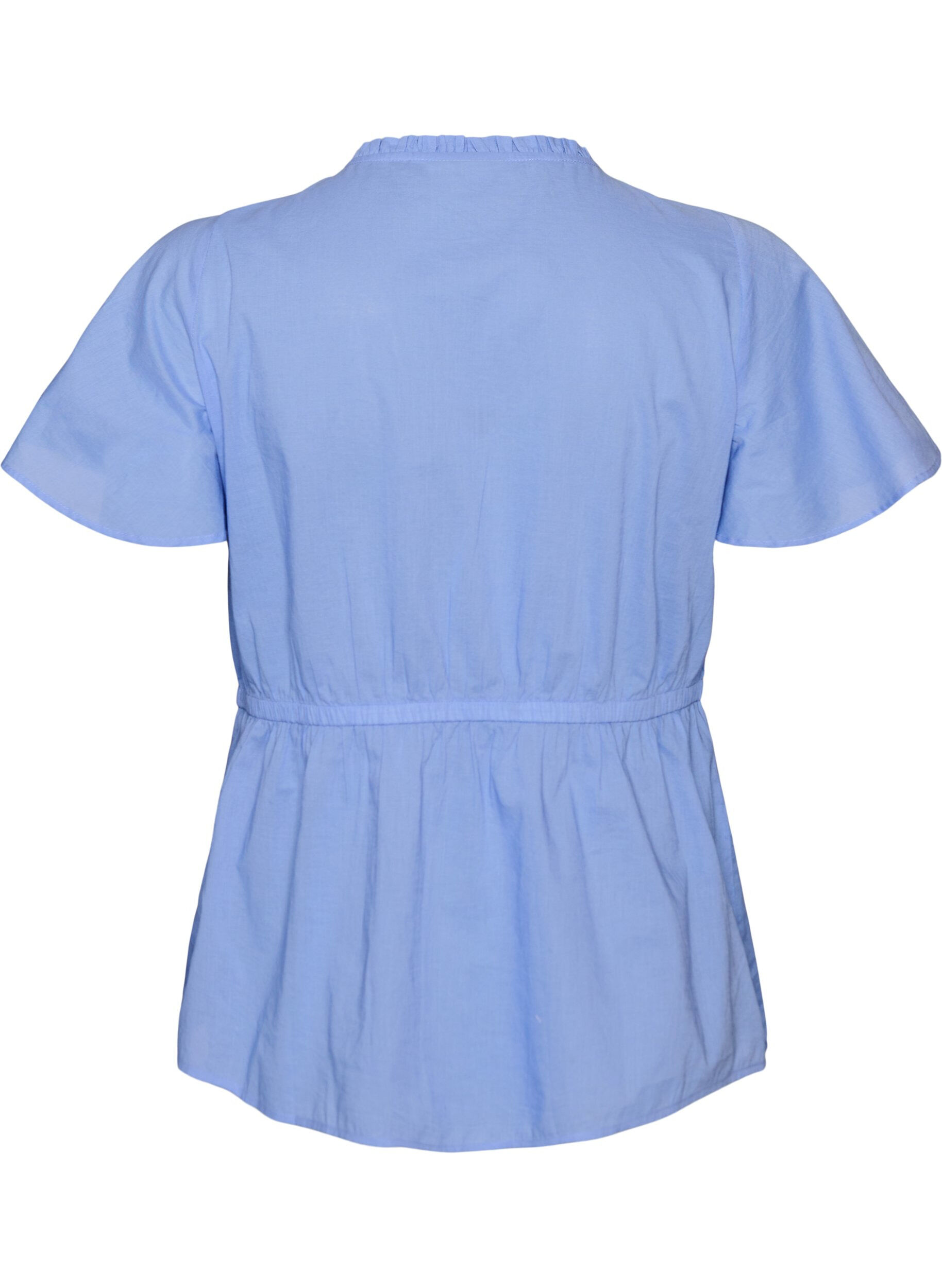 ZizziBaumwollbluse mit Bindeband und elastischer Taille, Blau, Packshot image number 1