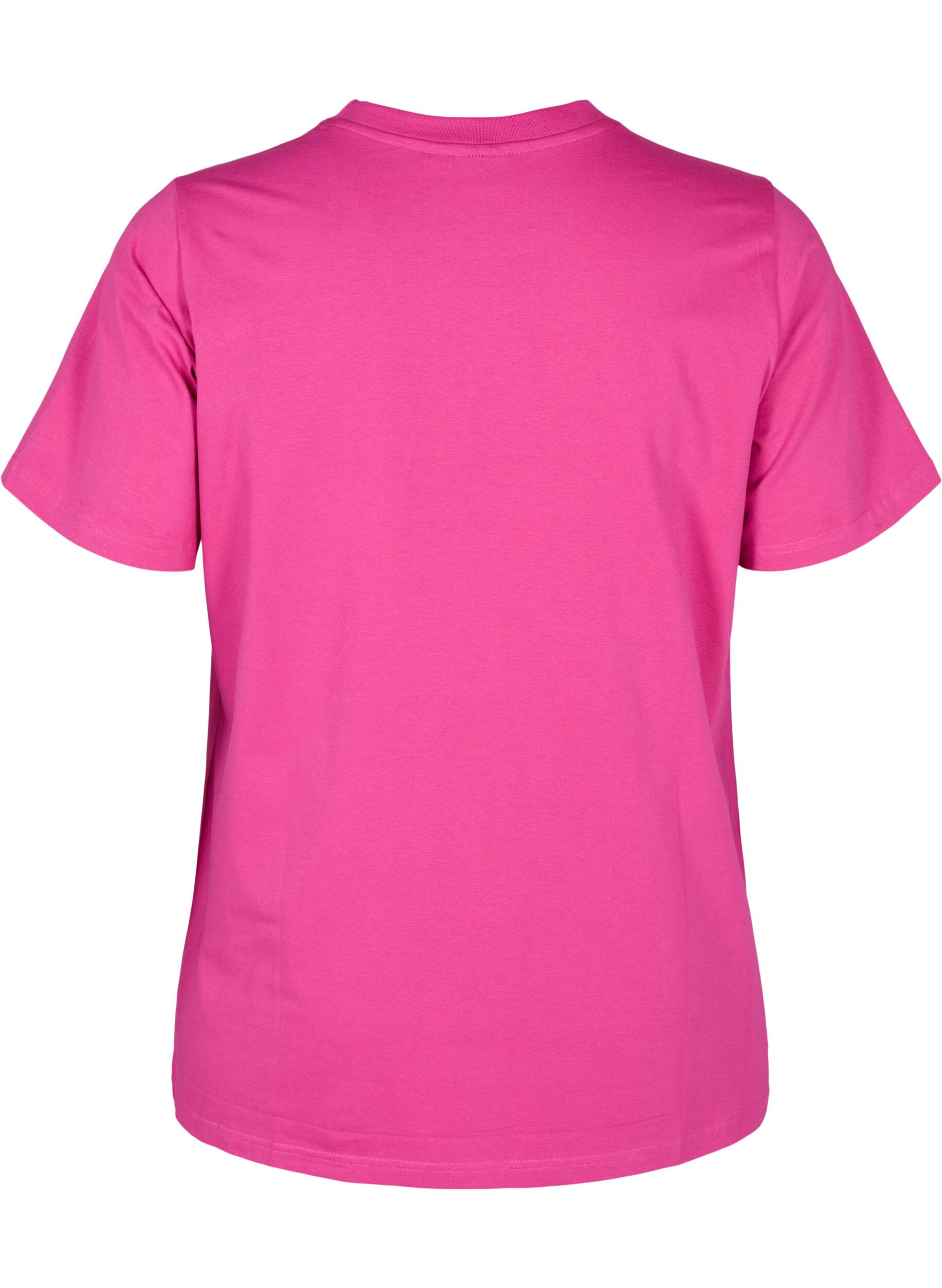 Zizzi T-Shirt aus Bio-Baumwolle mit Rundhalsausschnitt, Raspberry Rose, Packshot image number 1