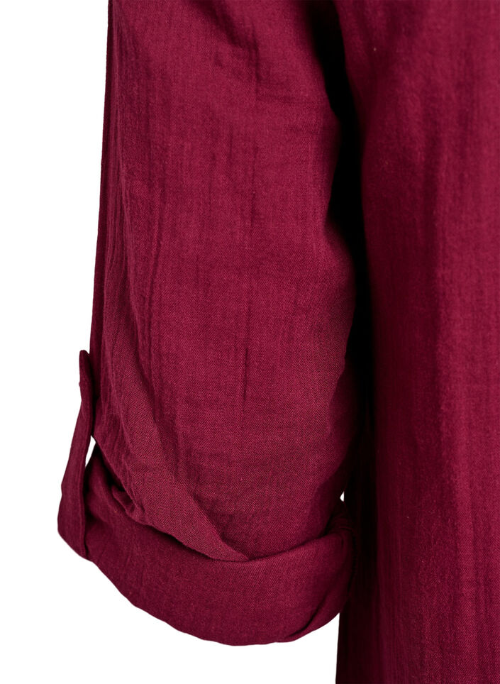 Tunika aus Baumwollmusselin mit Broderie Anglaise, Dunkles Bordeaux, Packshot image number 3