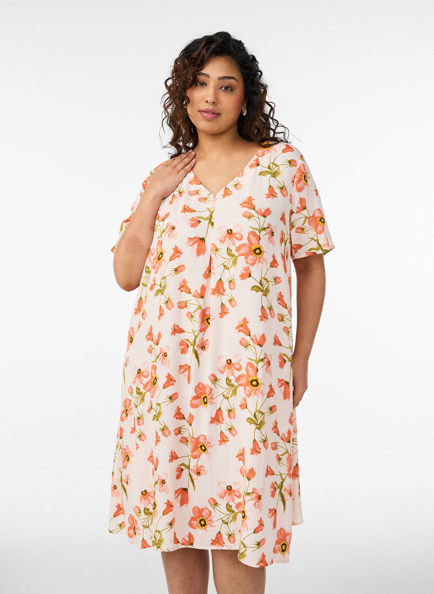 Zizzi A-Linien-Kleid aus Viskose, Pink, Model image number 0