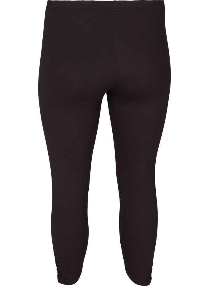 Basic 3/4-Leggings mit Faltendetails, Black, Packshot image number 1
