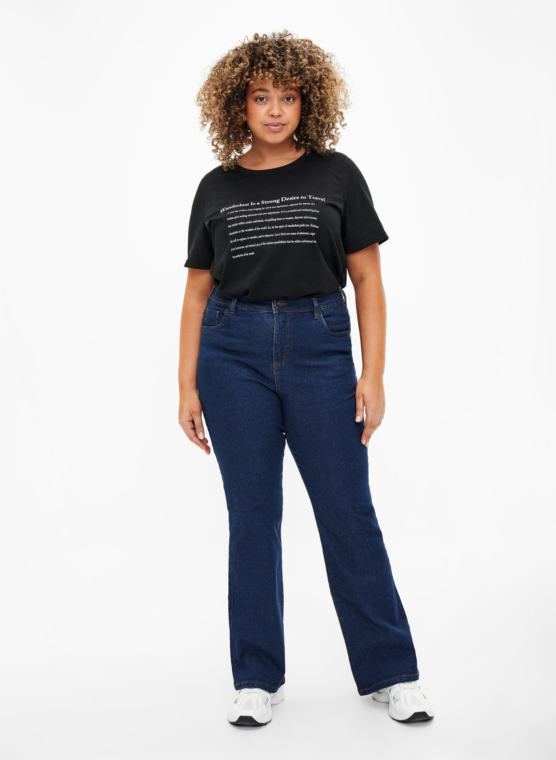 Zizzi FLASH - T-Shirt mit Motiv, Black Wanderlust, Model image number 2