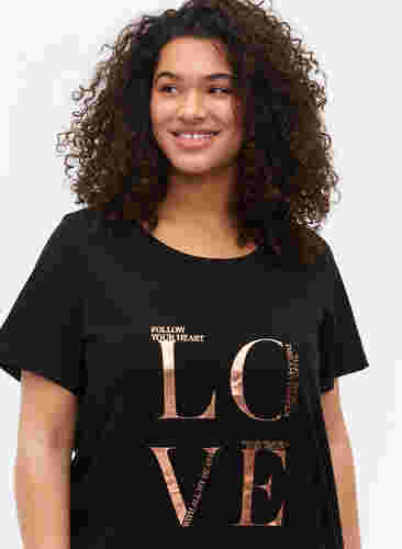 Kurzärmeliges T-Shirt aus Baumwolle mit Druck, Black W. Love , Model image number 2