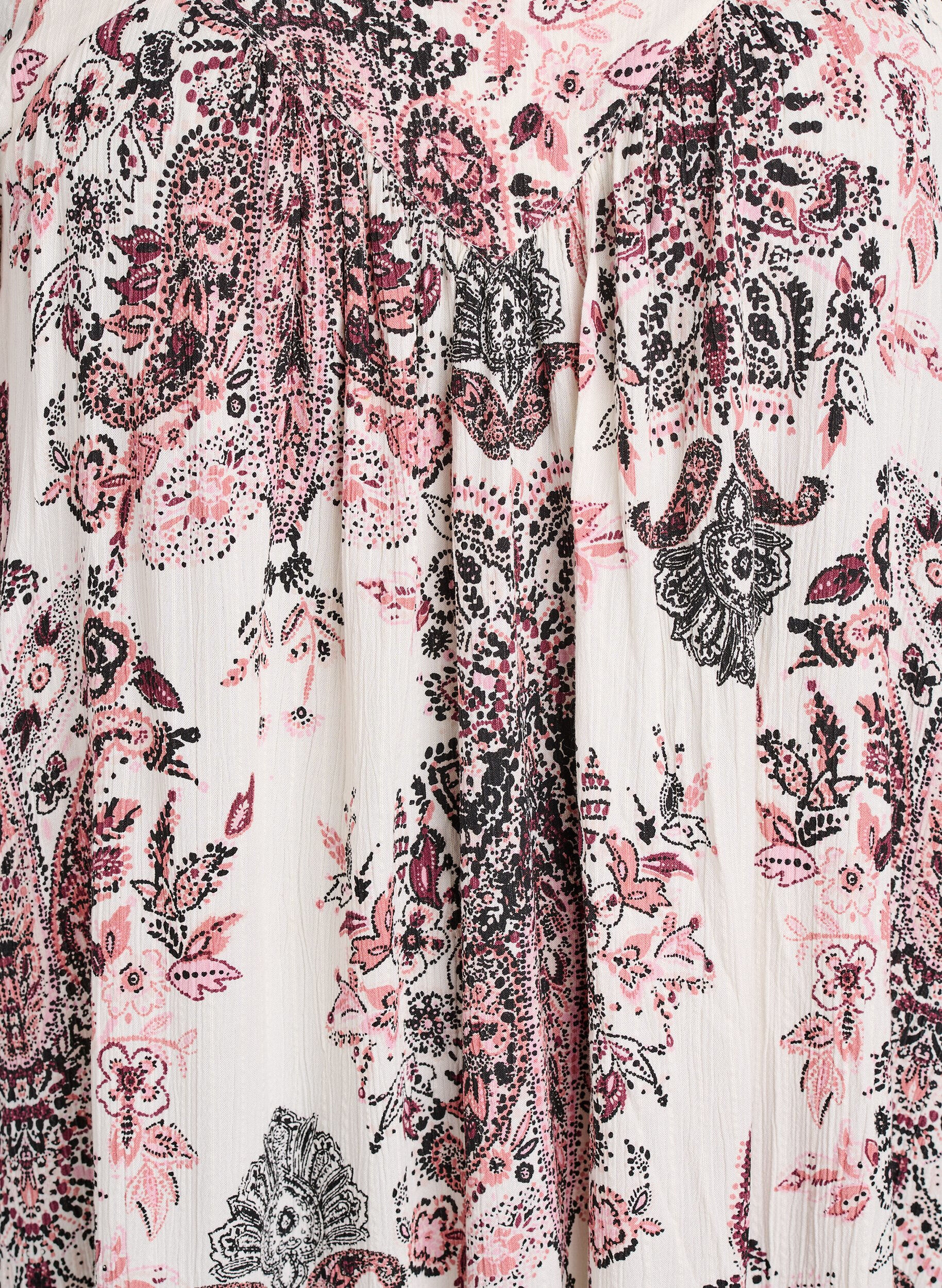 Zizzi Langes Kleid mit eckigem Ausschnitt und floralen Mustern, Vanille, Packshot image number 2