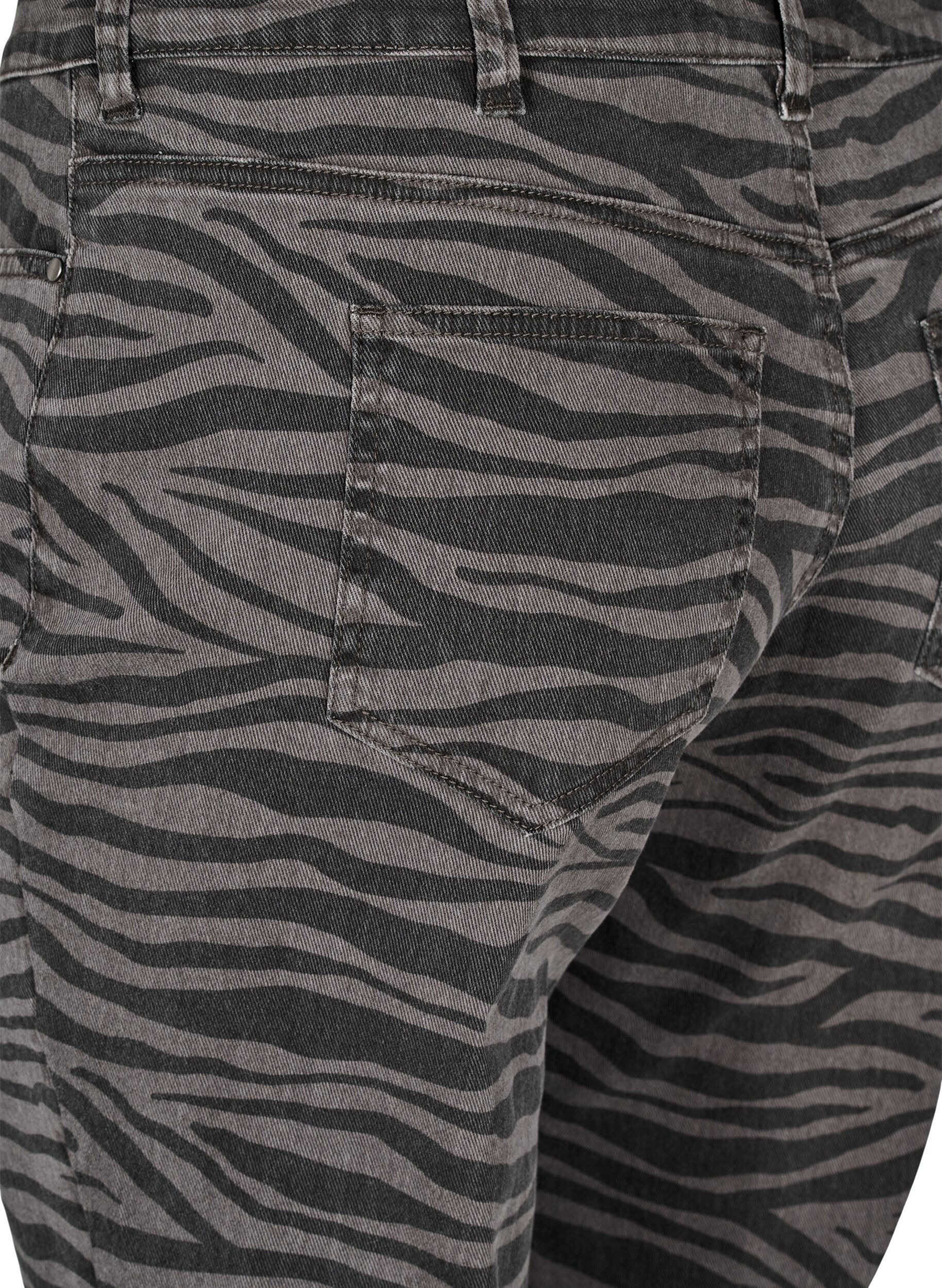 Zizzi Emily Jeans mit Zebraprint, Schwarz, Packshot image number 3