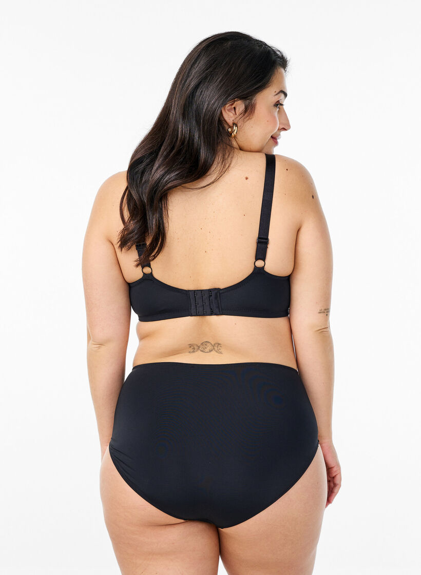 Microfaser-Slip mit Mesh und Stickerei, Schwarz, Model image number 1