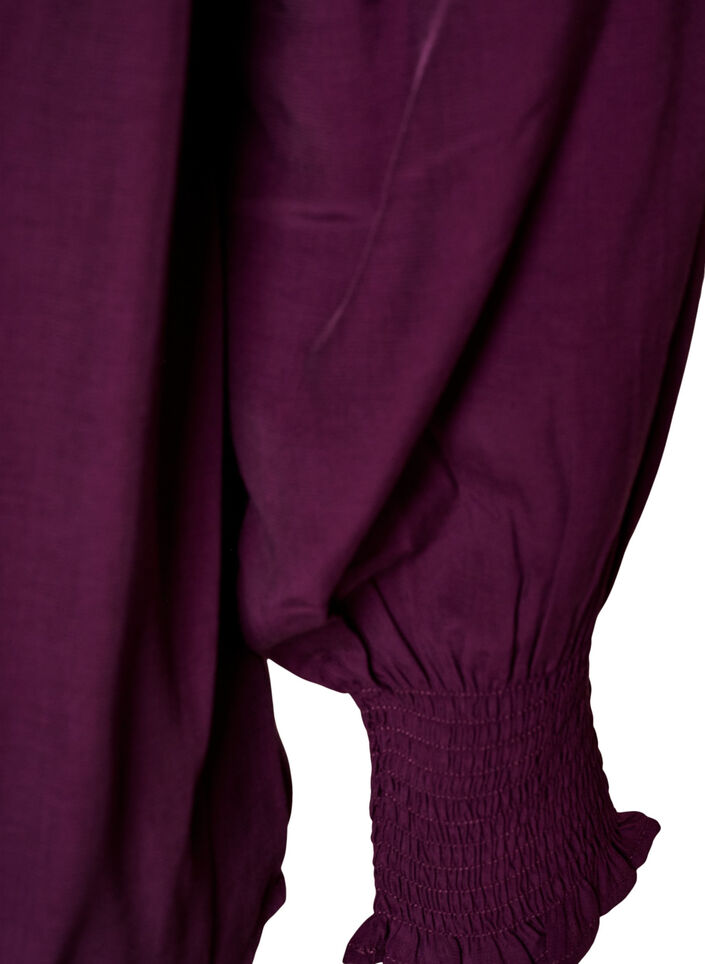 Bluse mit R&uuml;schenkragen und Raffung, Lila, Packshot image number 3