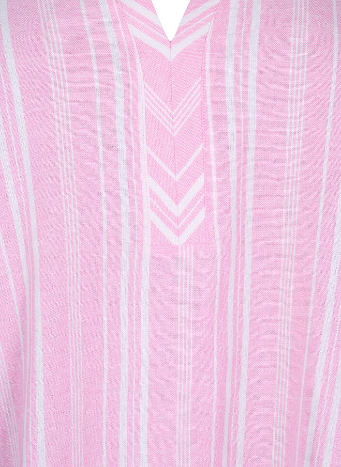 Gestreifte Bluse aus einer Leinen-Viskose-Mischung, Pink, Packshot image number 2