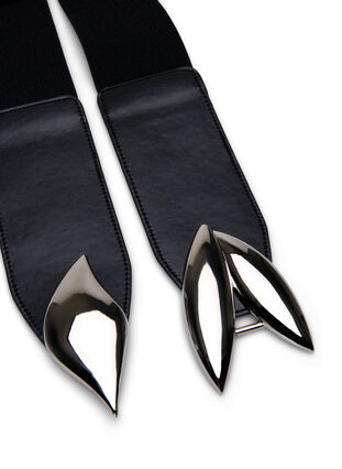 Elastischer Taillengürtel mit silberfarbener Schnalle, Black Silver Buckle, Packshot image number 2