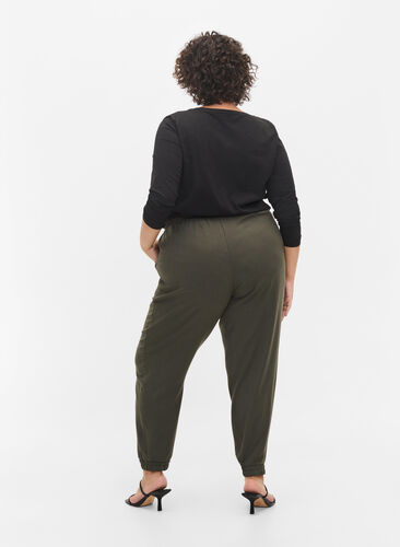 Hosen mit Taschen und elastischem Bündchen, Dark Olive, Model image number 1