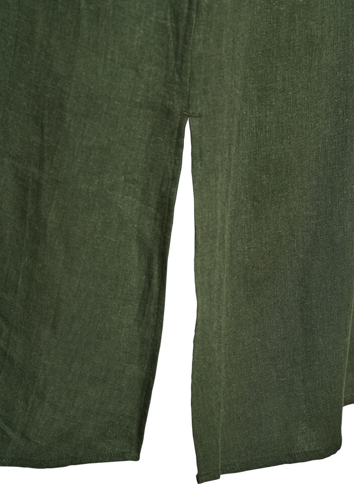 Hemdblusenkleid aus Leinen und Viskose mit kurzen &Auml;rmeln, Gr&uuml;n, Packshot image number 3