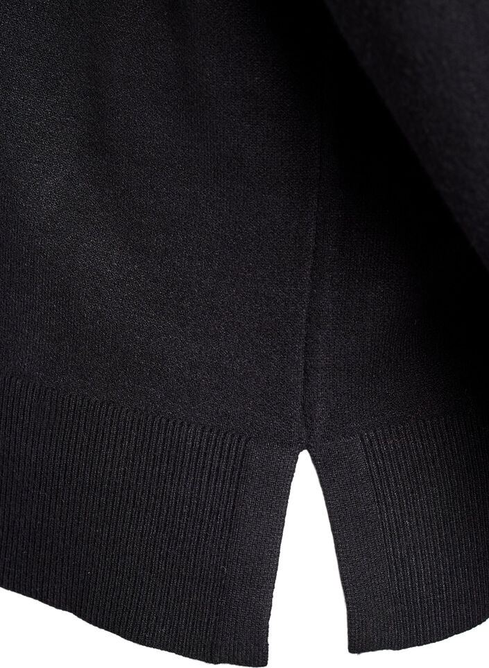 Strickbluse mit hohem Kragen, Schwarz, Packshot