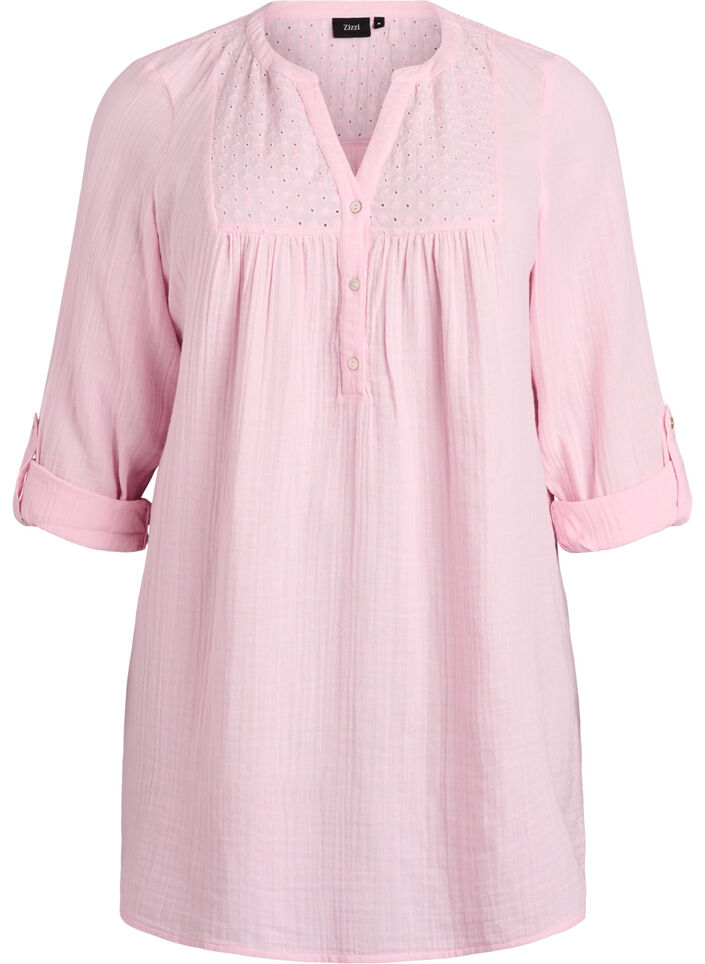 Tunika aus Baumwollmusselin mit Broderie Anglaise, Rot, Packshot image number 0