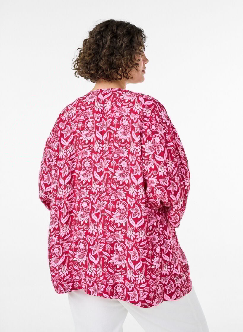 Kurzer Kimono aus Viskose mit 3/4-&Auml;rmeln, Pink, Model image number 2