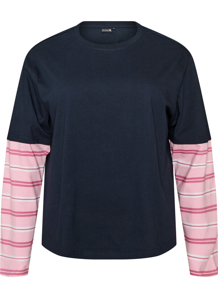 T-Shirt mit sportlichem Lagenlook, Blau, Packshot image number 0
