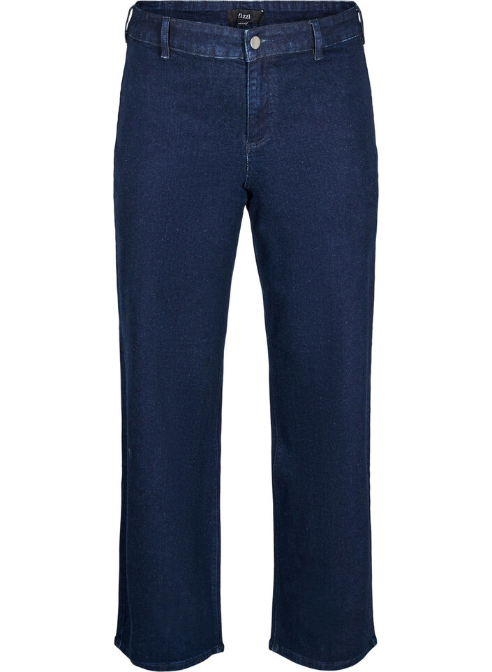 Jeans mit hoher Taille und weitem Bein, Blau, Packshot image number 0
