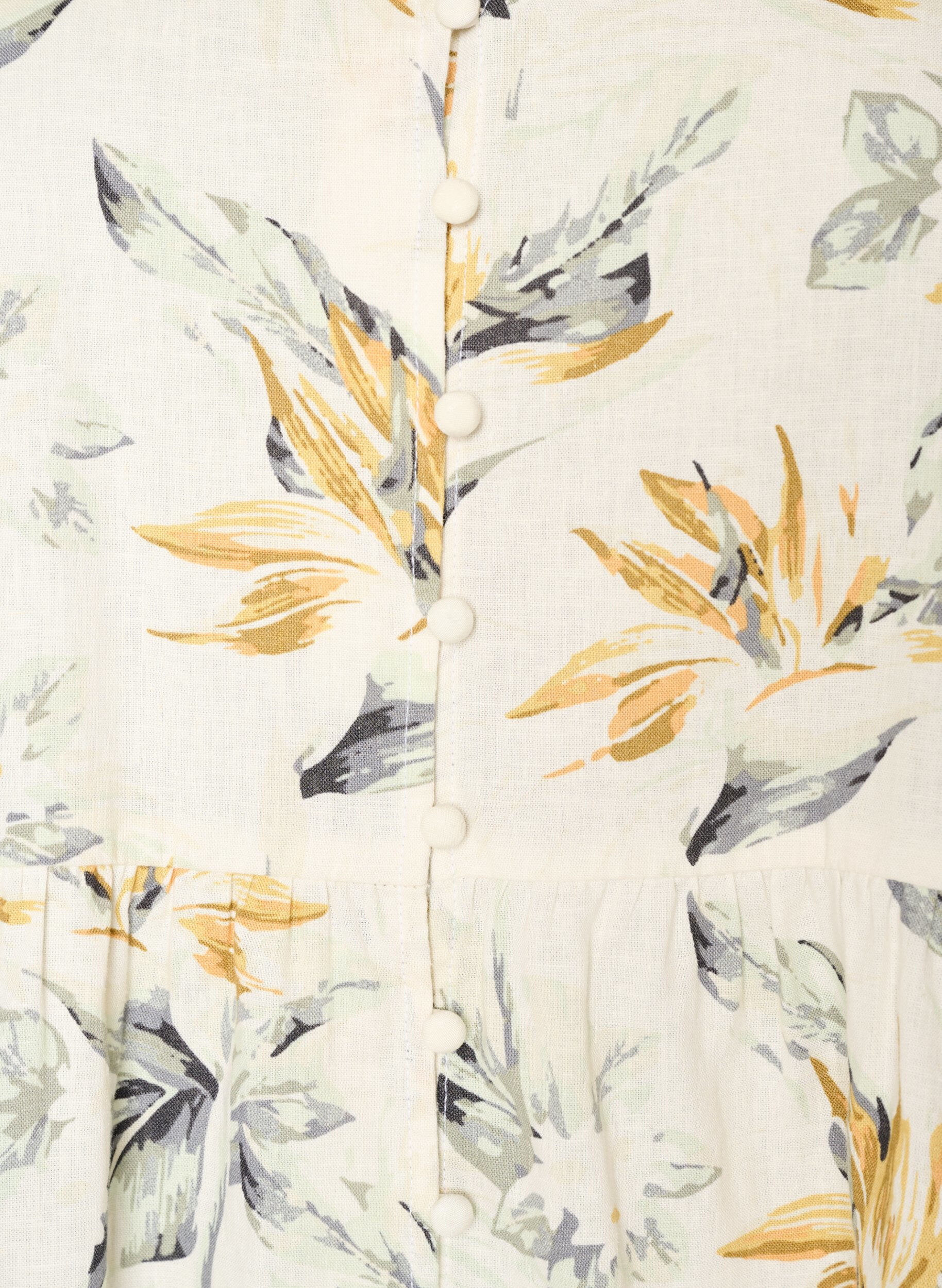 Zizzi Bluse aus Leinen und Viskose mit V-Ausschnitt und Knopfverschluss, Wei&szlig;, Packshot image number 2