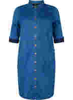 Hemdblusenkleid aus Denim mit 3/4-Ärmeln, Blue denim, Packshot