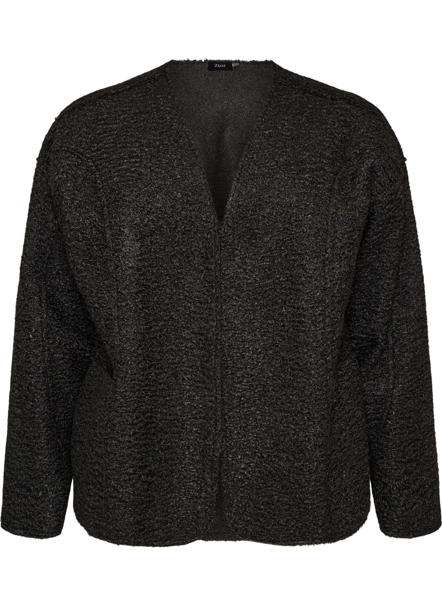 ZizziLockere Strickjacke mit Taschen, Schwarz, Packshot image number 0