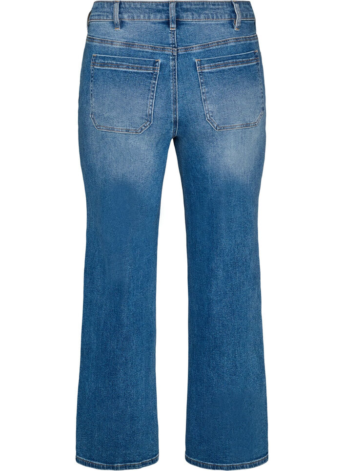 Straight Jeans mit leicht abgenutzter Optik, Blau, Packshot image number 1