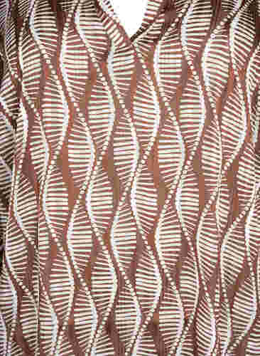 Bluse mit Print und 3/4-Ärmeln, Brown Abstract AOP, Packshot image number 2
