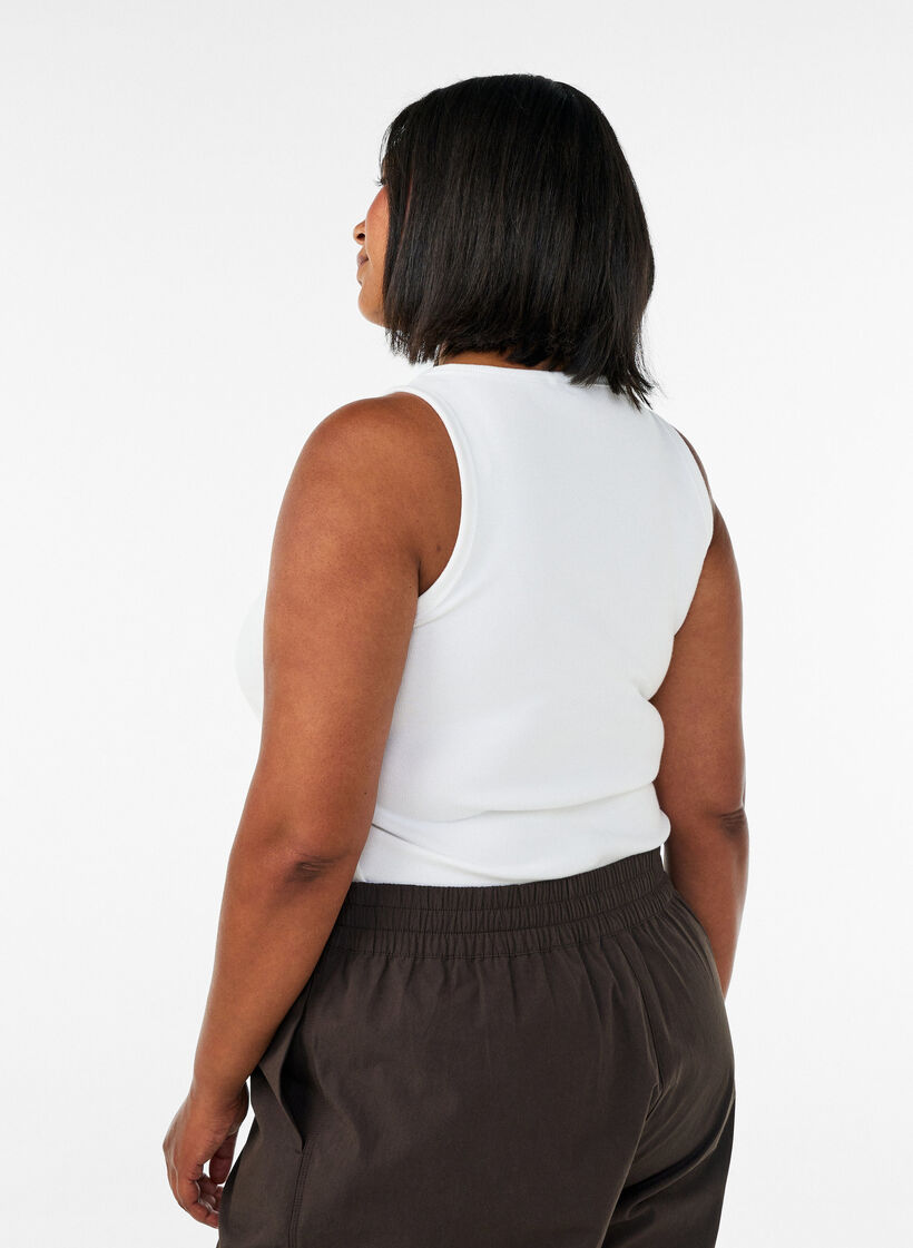 Ripptop aus Baumwolle mit hohem Kragen, Wei&szlig;, Model image number 2