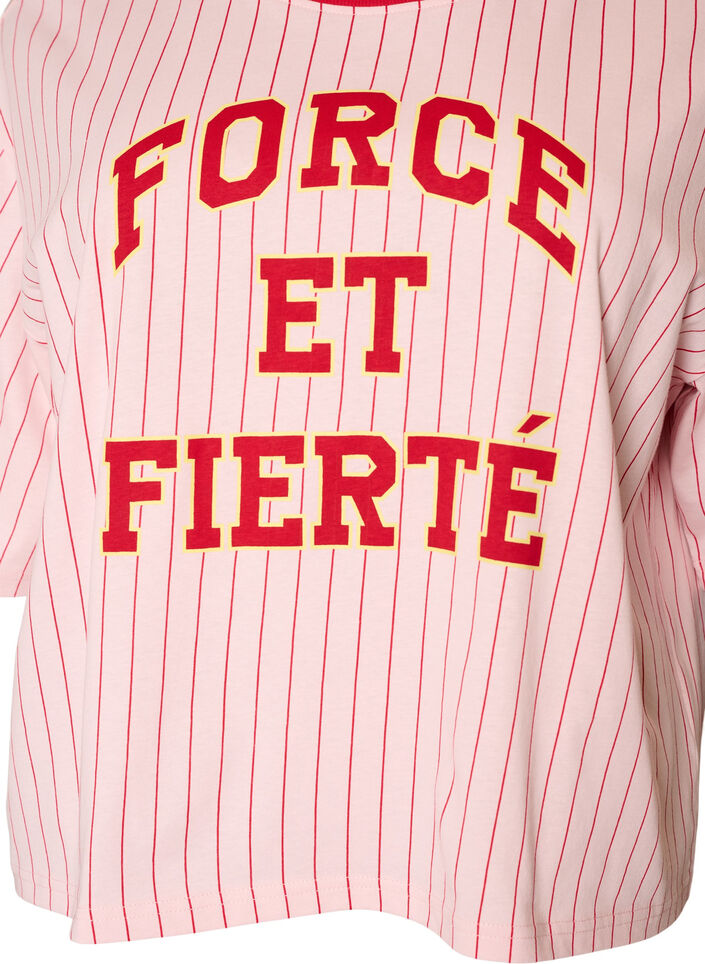 Boxy T-Shirt mit Streifen und Statement-Print, Rot, Packshot image number 2