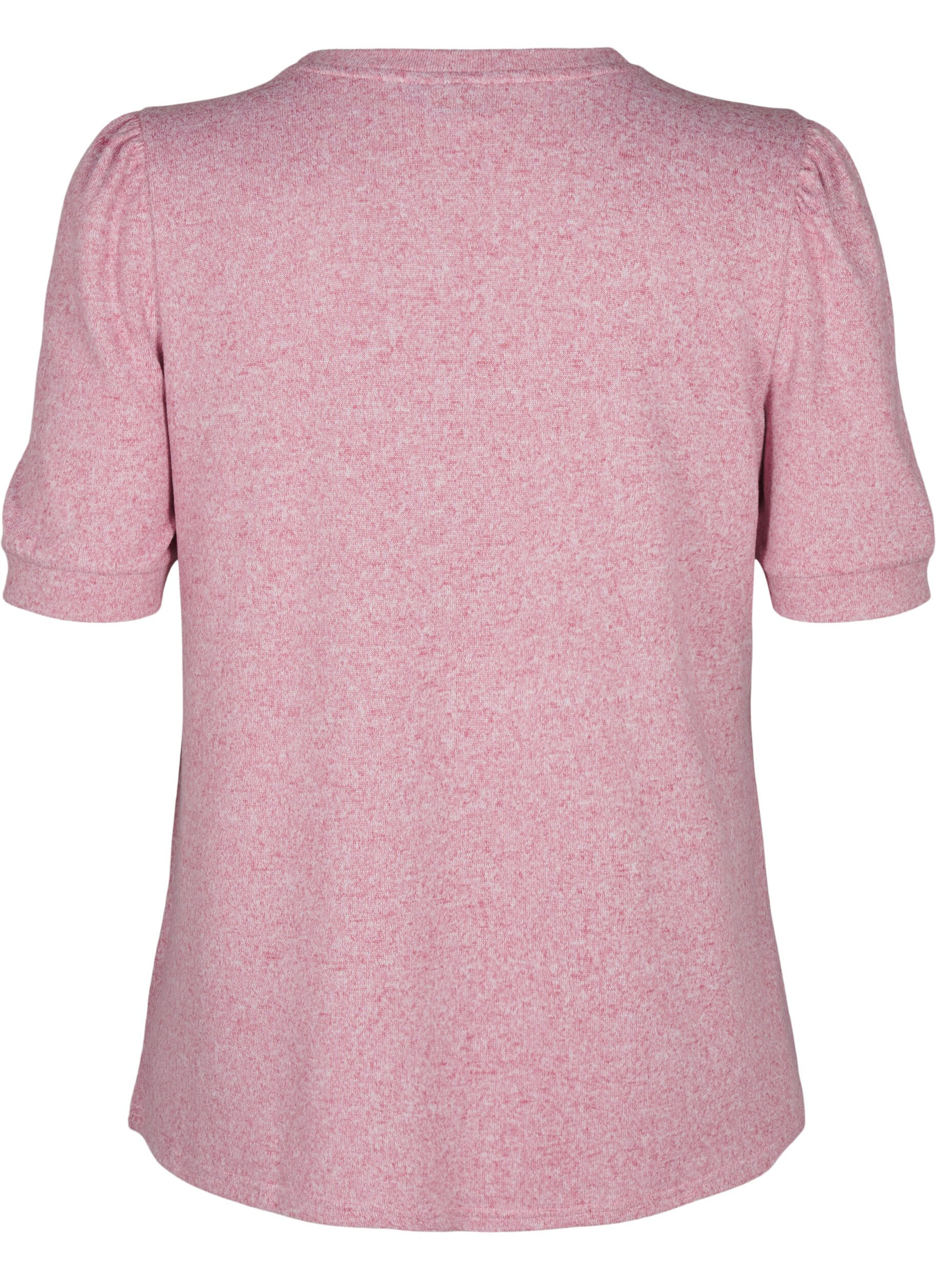 Zizzi Bluse mit Knopfdetail und kurzen Puff&auml;rmeln, Rot, Packshot image number 1