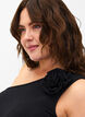 One-Shoulder-Top mit Rose, Black, Model image number 2