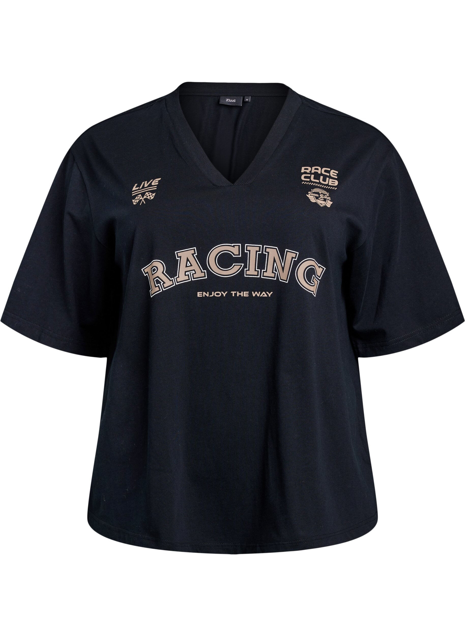 Oversize-T-Shirt mit Racing-Print