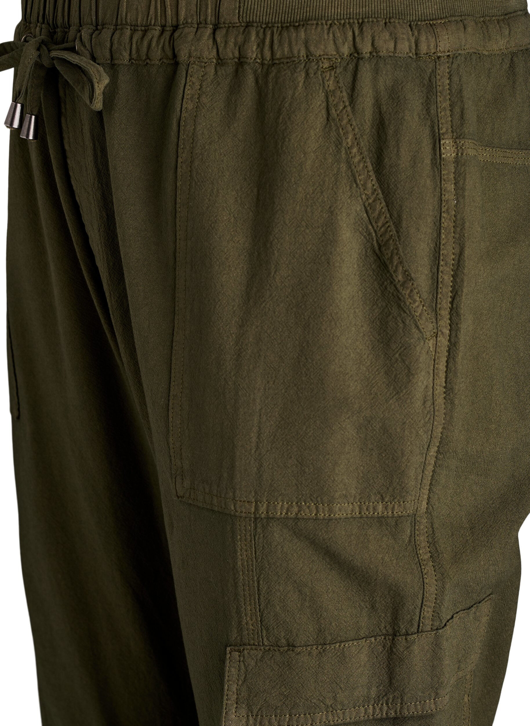 Zizzi Lockere Cargohose aus Baumwolle, Gr&uuml;n, Packshot image number 2