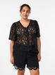 Shorts aus Spitze mit hoher Taille und Taschen, Schwarz, Model image number 0