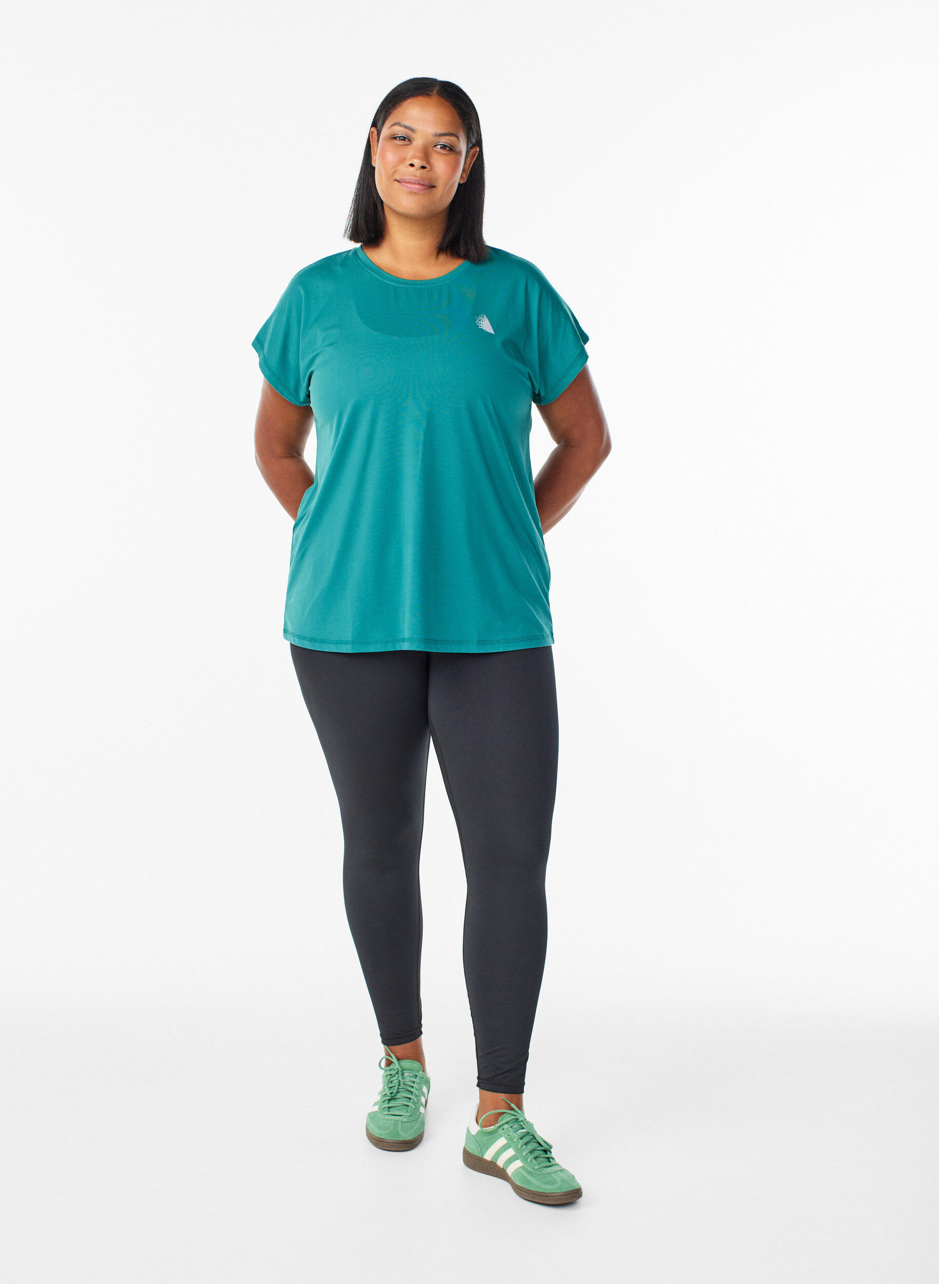 Zizzi Einfarbiges Trainings-T-Shirt, Petrol, Model image number 1