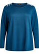 Bluse mit Zierknöpfen, Petrol, Packshot image number 0