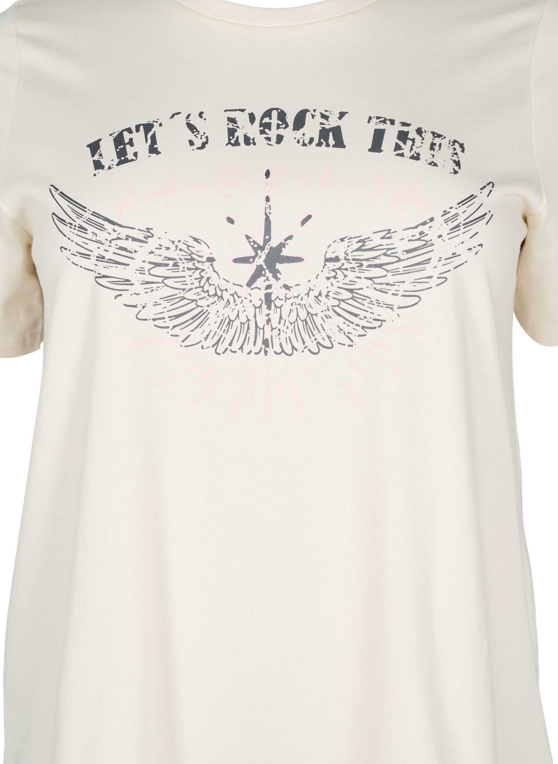 Zizzi T-Shirt aus Bio-Baumwolle mit Print auf der Vorderseite, Vanille, Packshot image number 2