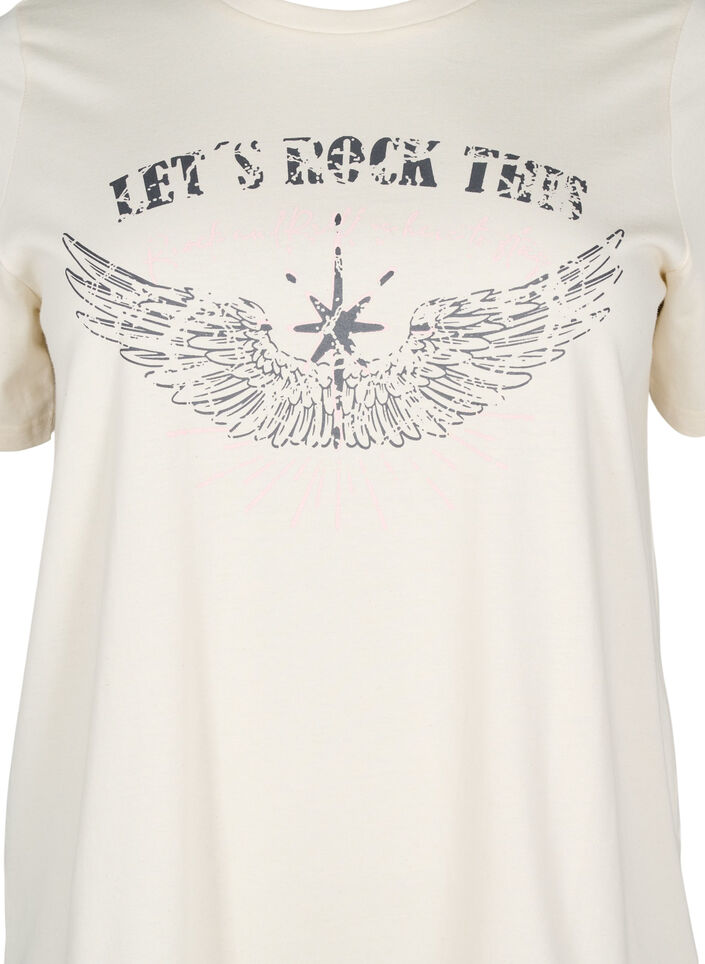 T-Shirt aus Bio-Baumwolle mit Print auf der Vorderseite, Vanille, Packshot image number 2