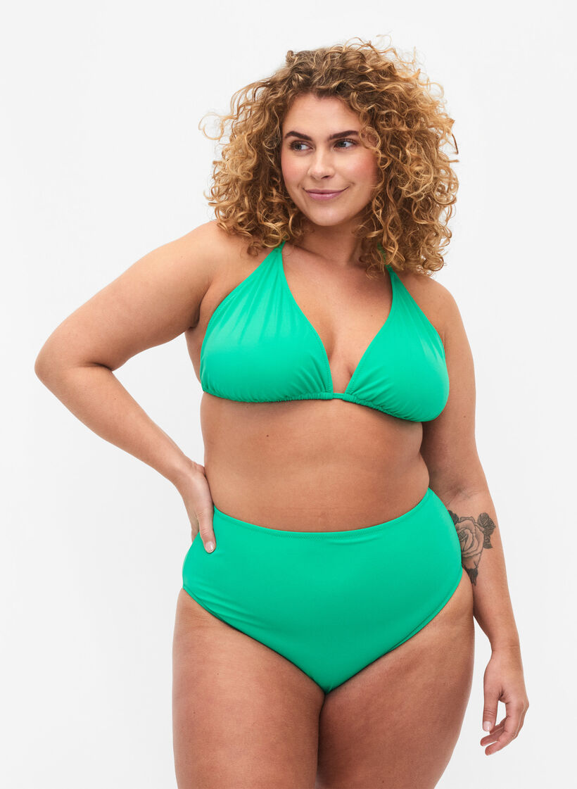 Bikini-Unterteile mit hoher Taille, Grün, Model image number 0