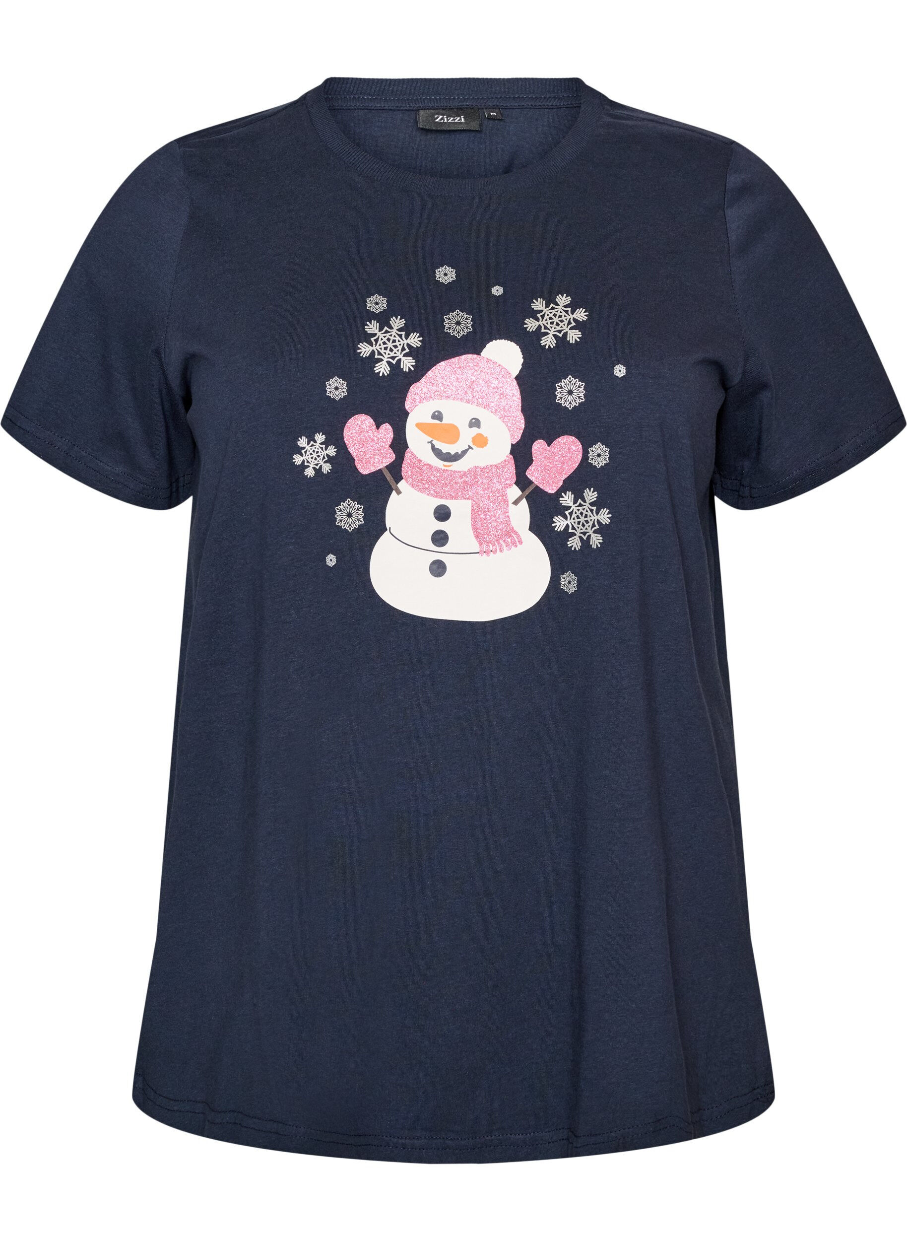 ZizziWeihnachts-T-Shirt aus Bio-Baumwolle, Blau, Packshot image number 0