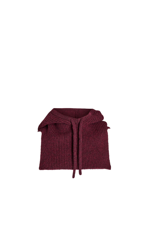 Gestrickte Balaclava mit Kordelzug, Dunkles Bordeaux, Packshot image number 3